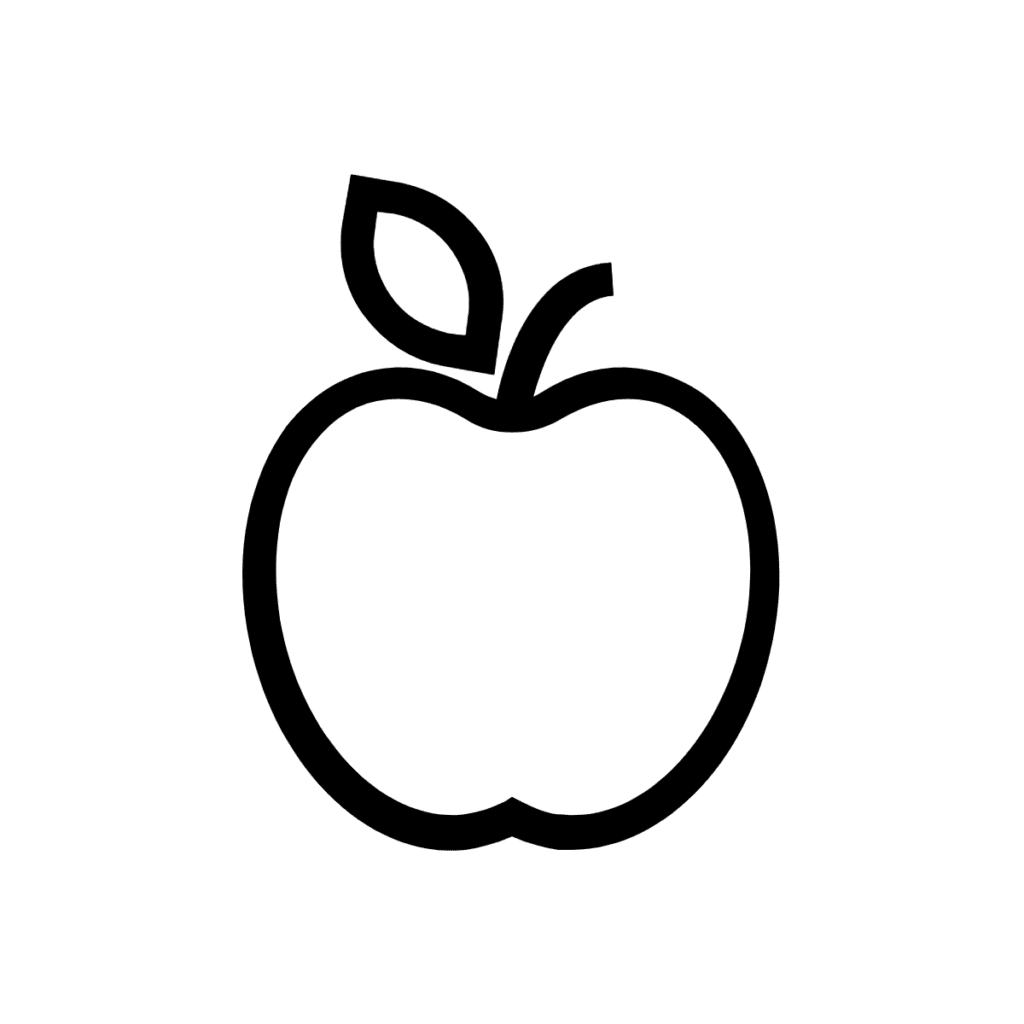 Line drawing of an apple